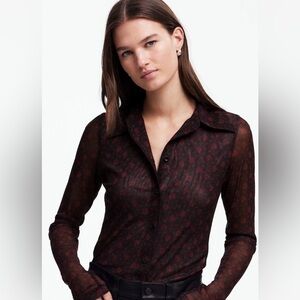 Madewell long-sleeve button-front top in Floral Mesh: NWT Size M